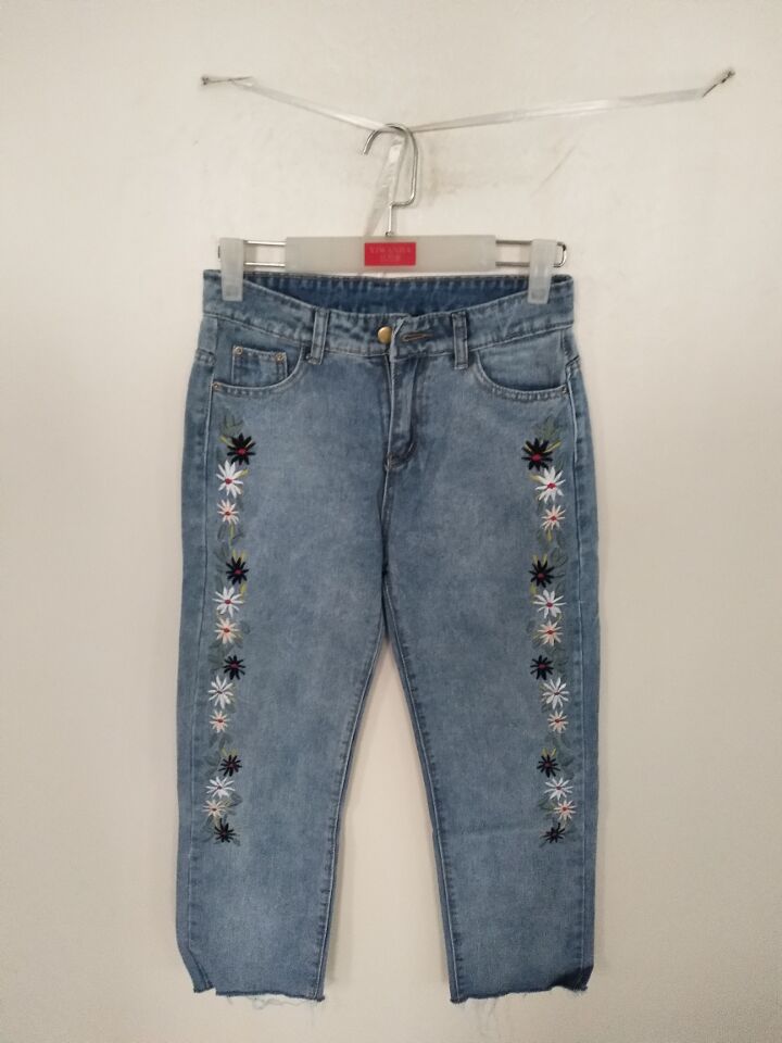 W3485922金叶子女牛仔九分裤MD