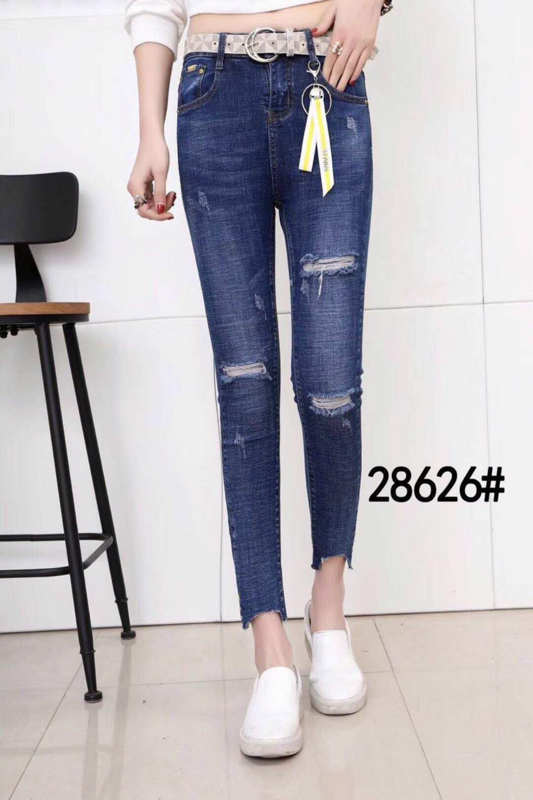 W631028626蓝色经典女牛仔九分裤HH