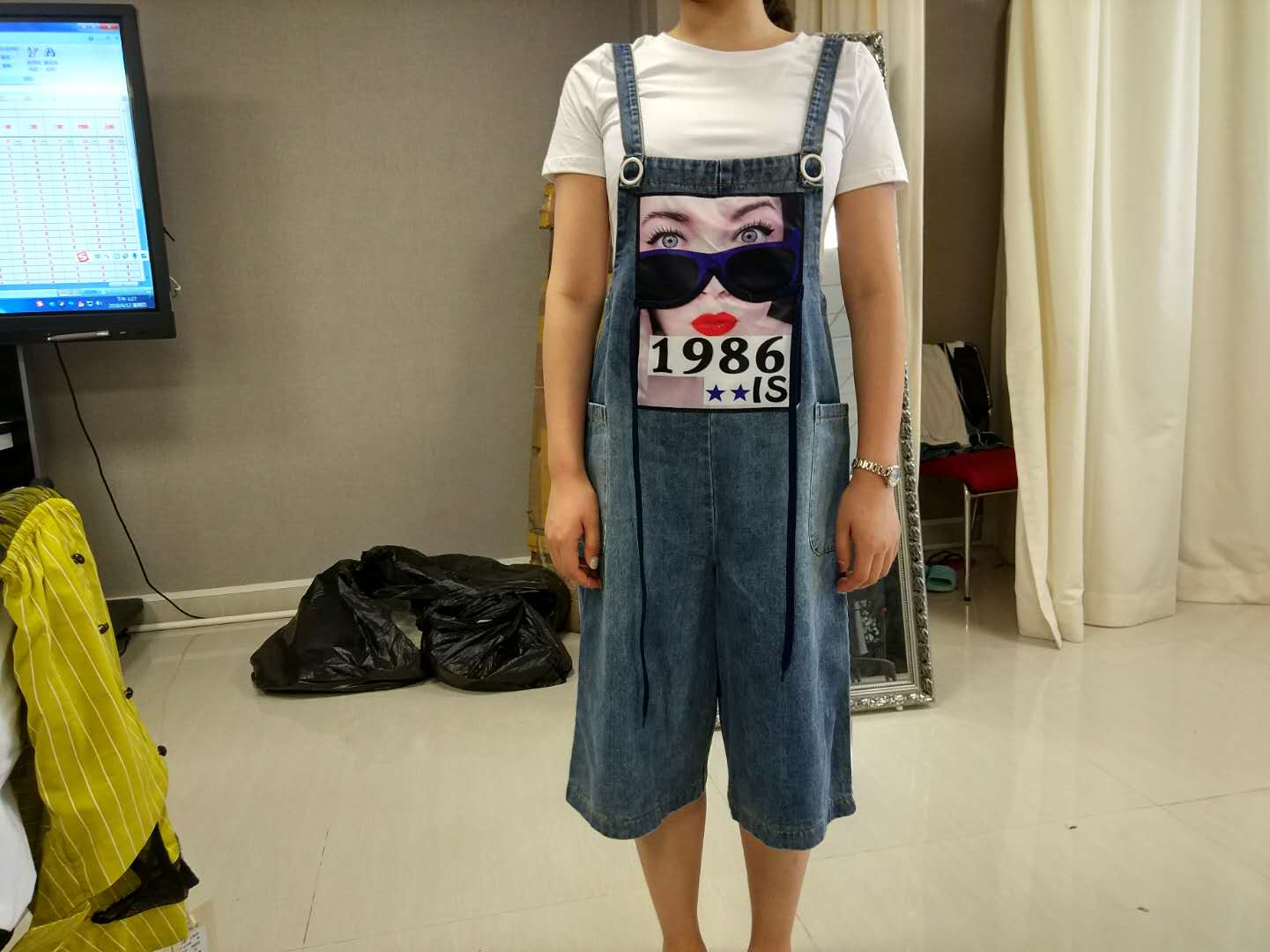 W34031843晶晶鱼3店女牛仔七分裤套装MD