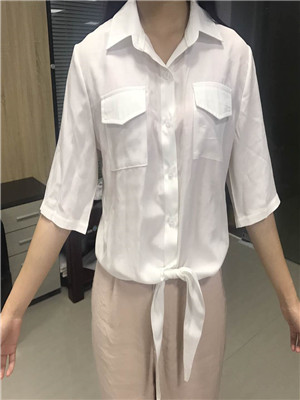 W35445299盛柏女中袖绑带衬衫MD
