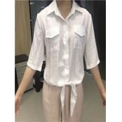 W35445299盛柏女中袖绑带衬衫MD