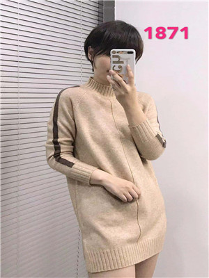 W68121871蓝梦蝶7针女套头中长毛衣MD