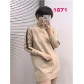 W68121871蓝梦蝶7针女套头中长毛衣MD