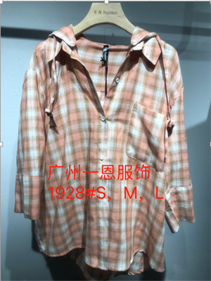 W13381928女长袖格子衬衫MD