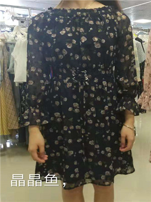 W3403701女一字领雪纺连衣裙MD