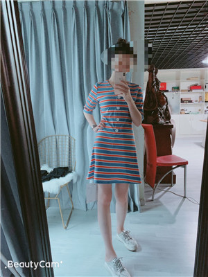 W3784193035C女夏季中袖裙MD