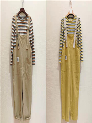 W9058881938B女休闲背带九分裤MD