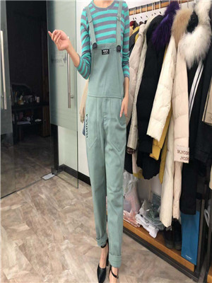 W907803C女牛仔背带长裤MD