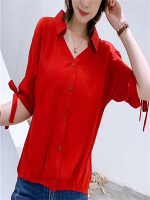 W35446624女中袖衬衫MD$依顺8802-1