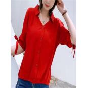 W35446624女中袖衬衫MD$依顺8802-1