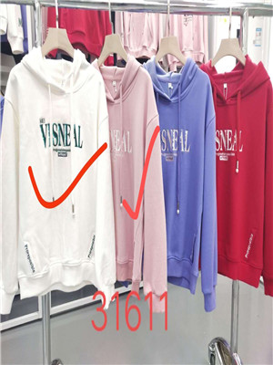 W381631611女长袖加绒带帽卫衣MD(系)