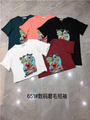 020T651女短袖T恤(系)MD(磨毛)